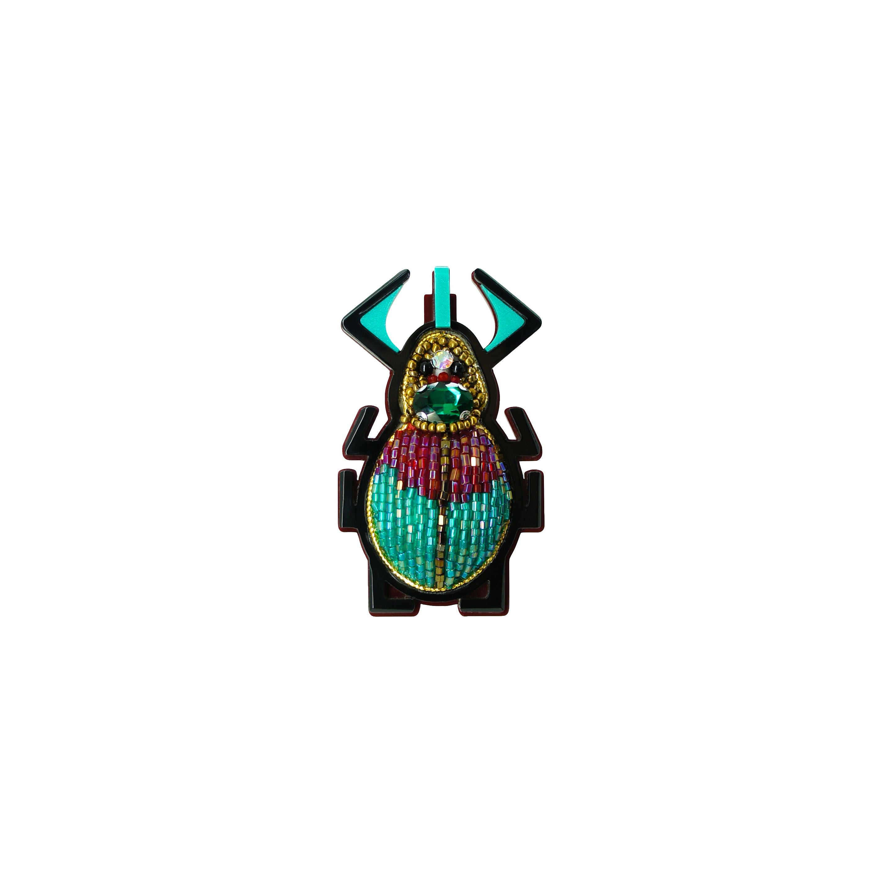 EMBROIDERED SCARAB BROOCH / TOPAZ