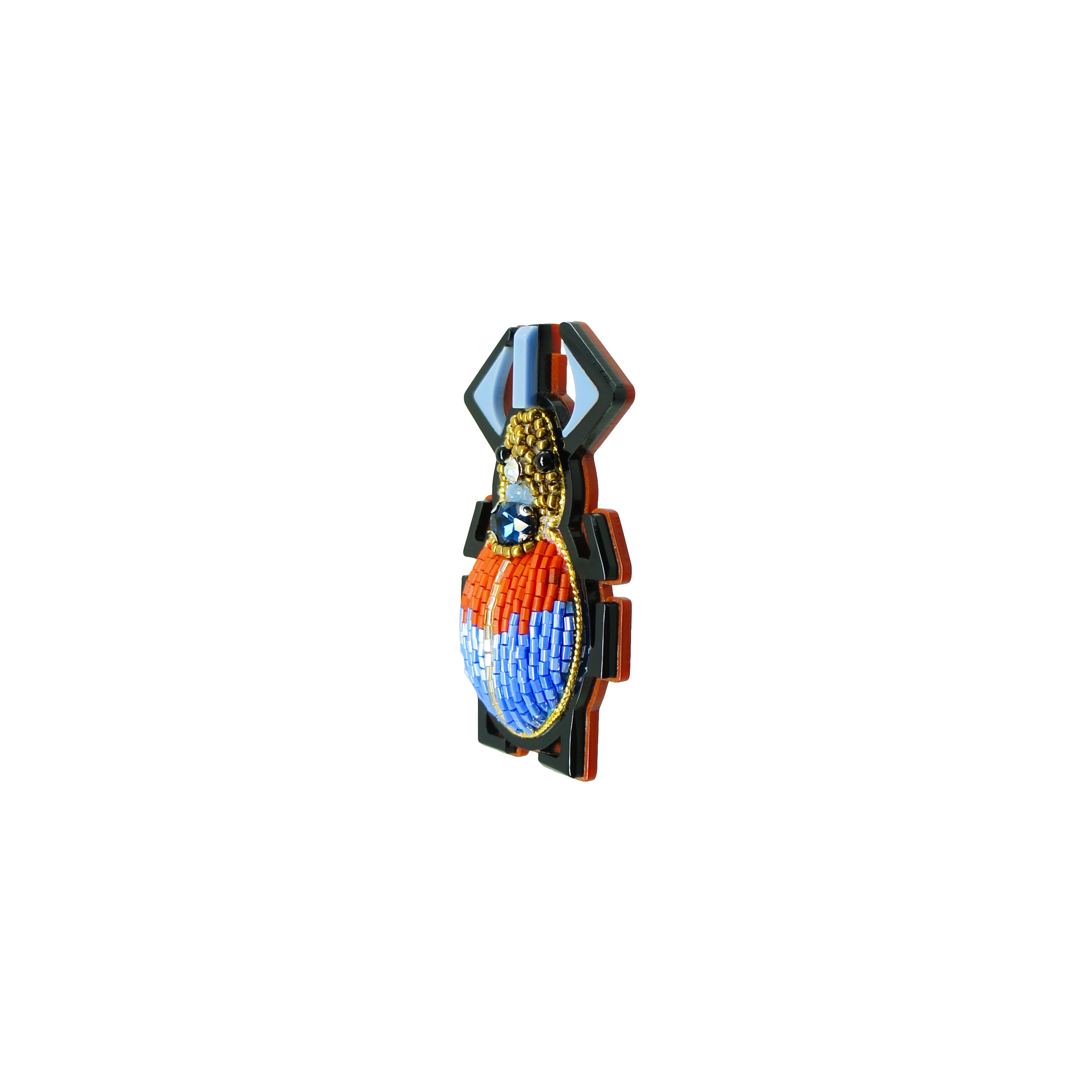 EMBROIDERED SCARAB BROOCH / TOPAZ
