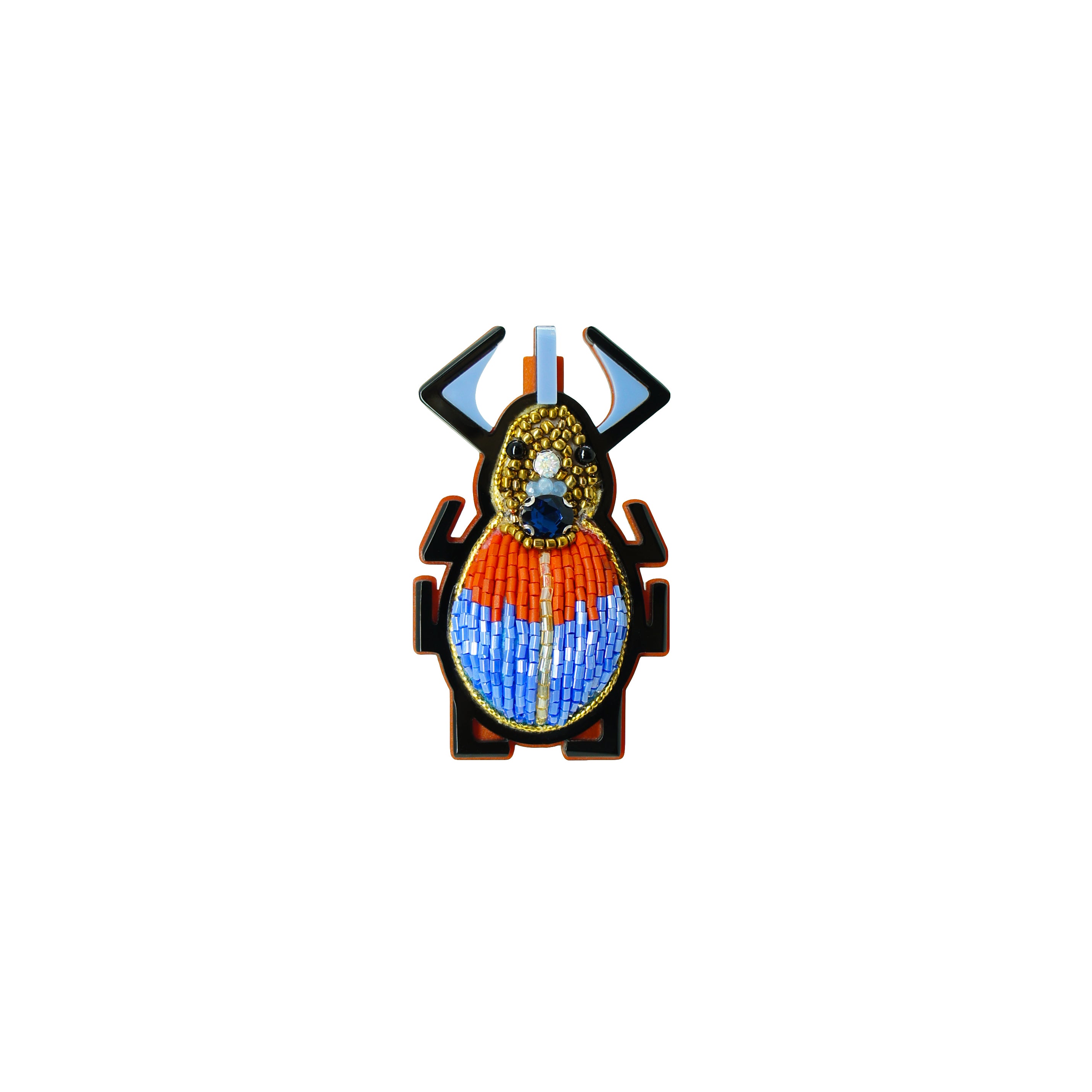 EMBROIDERED SCARAB BROOCH / TOPAZ