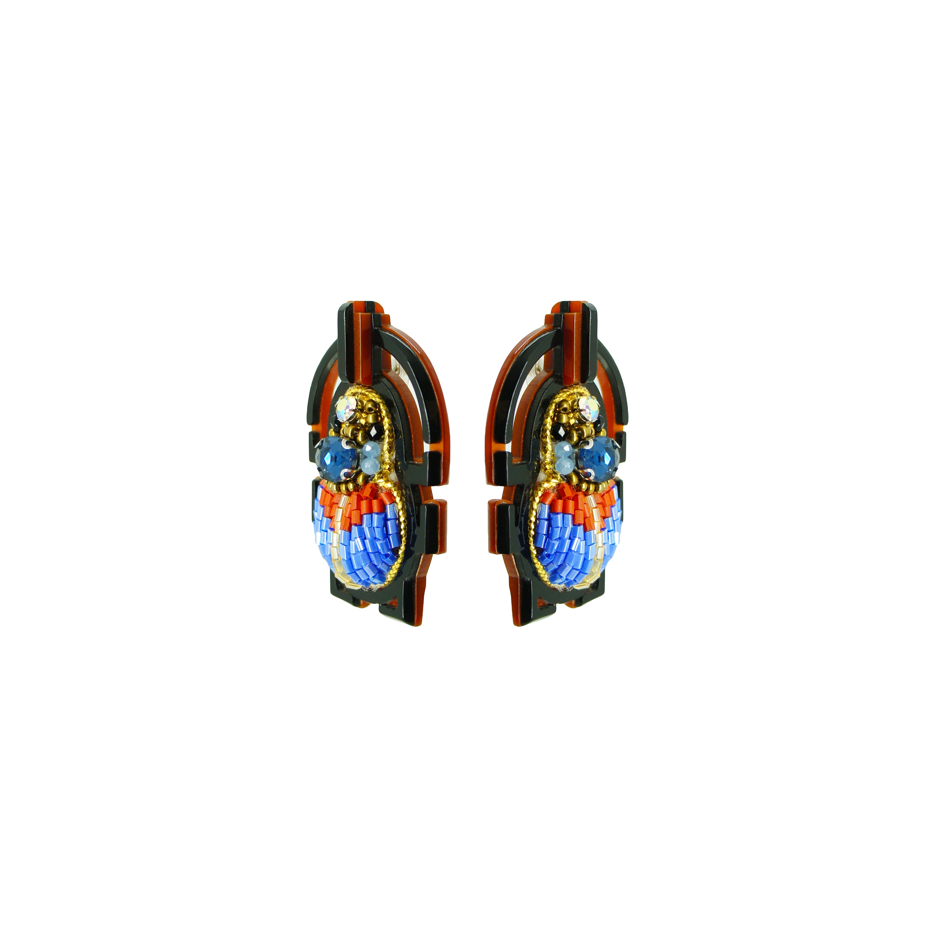 Embroidered Scarab Earring / Turquoise Green