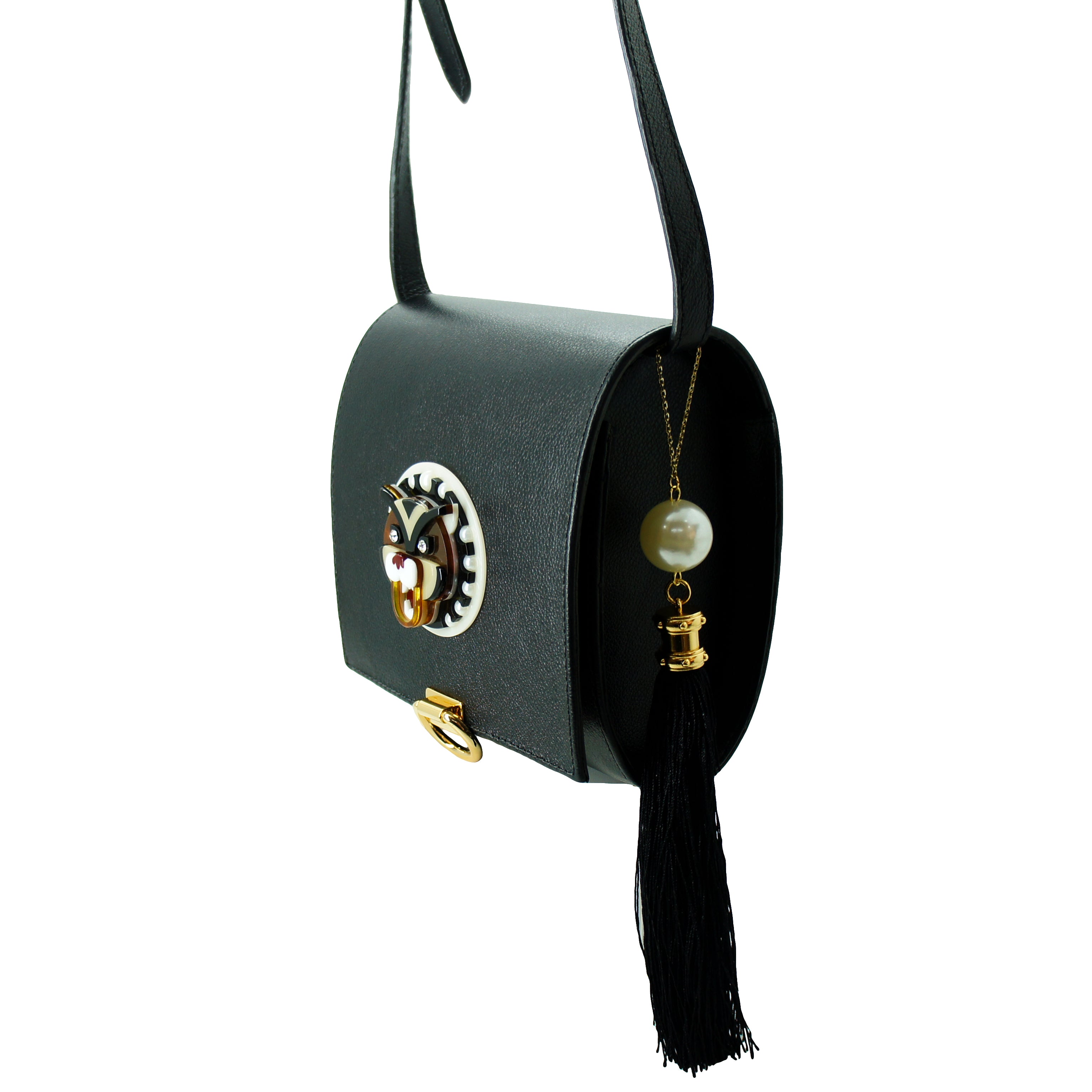 TIGER LEATHER BAG CARAMEL GRANITE