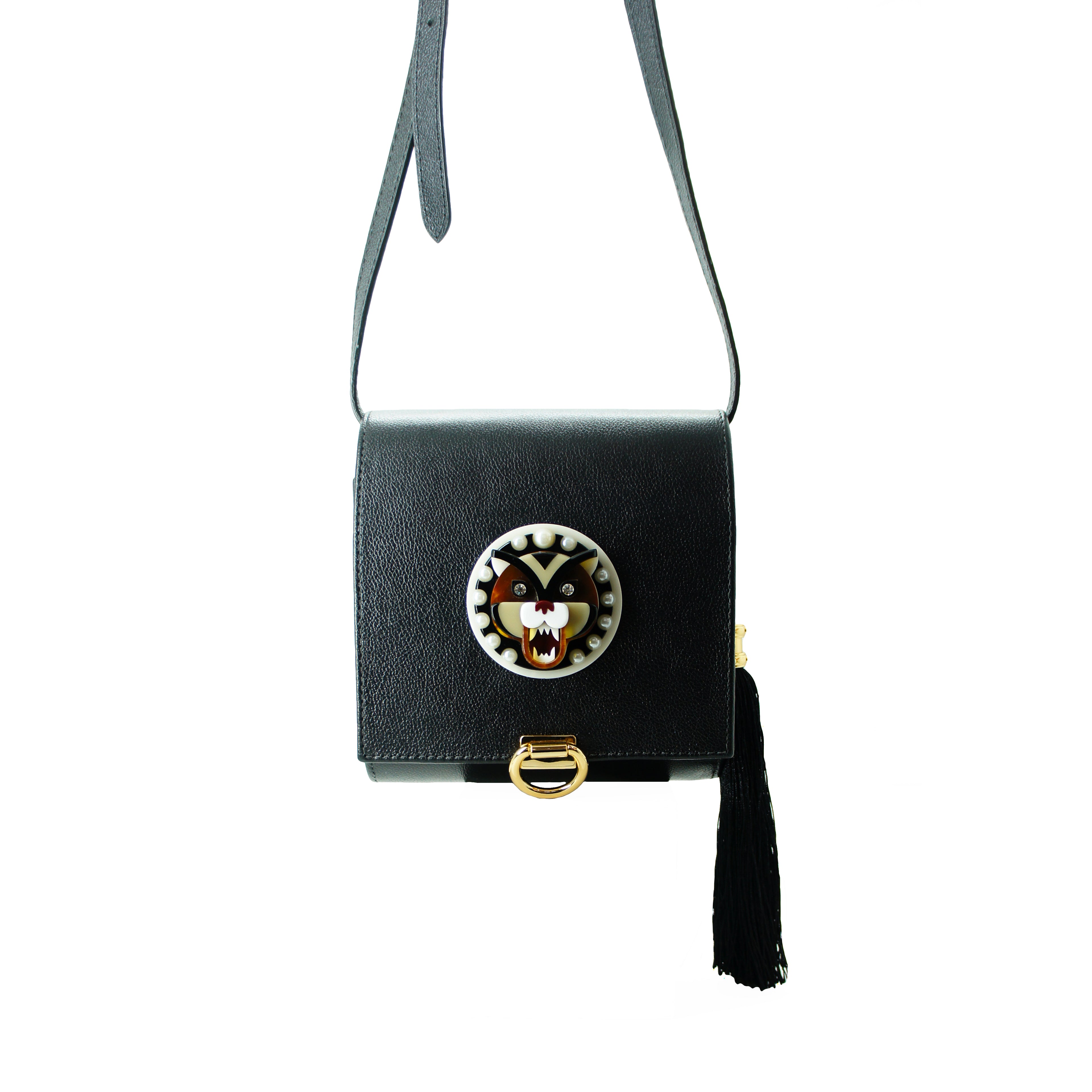 TIGER LEATHER BAG CARAMEL GRANITE