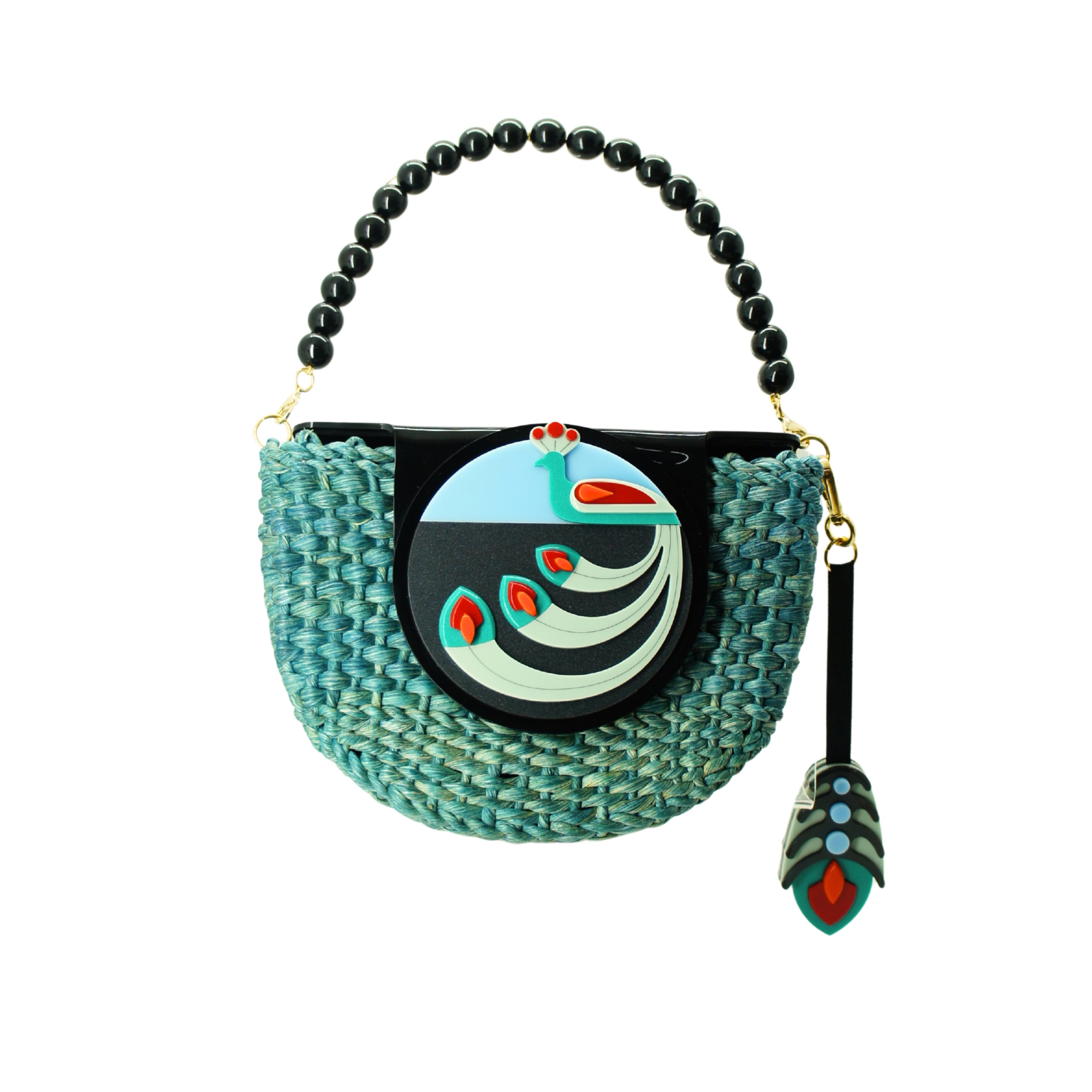 HALF-MOON PEACOCK TURQUOISE BAG