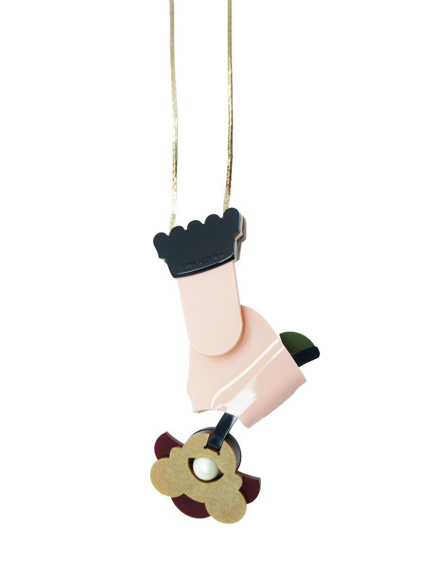 Victorian Hand and Flower Pendant Necklace