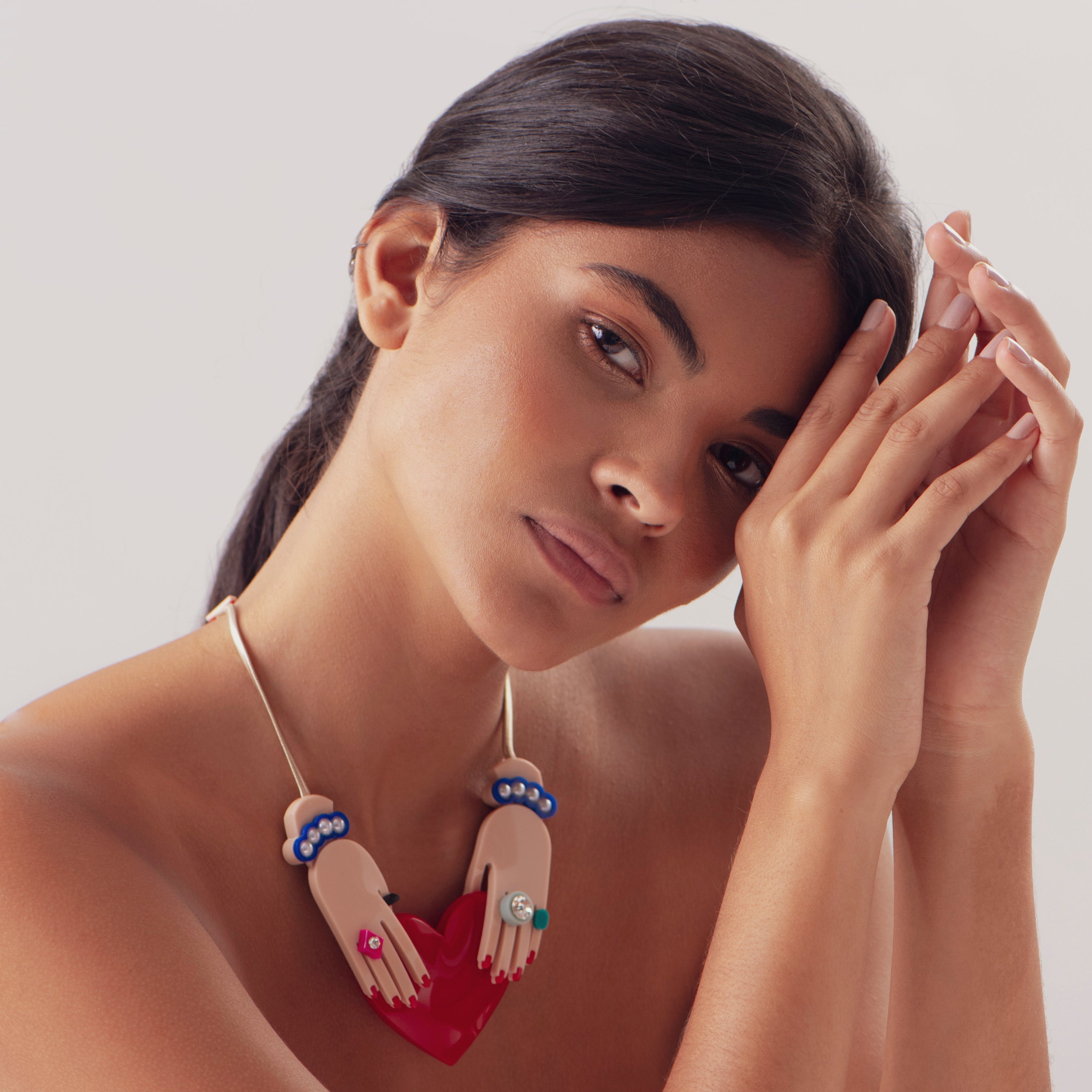 Hands and Heart Choker - Dusty Pink