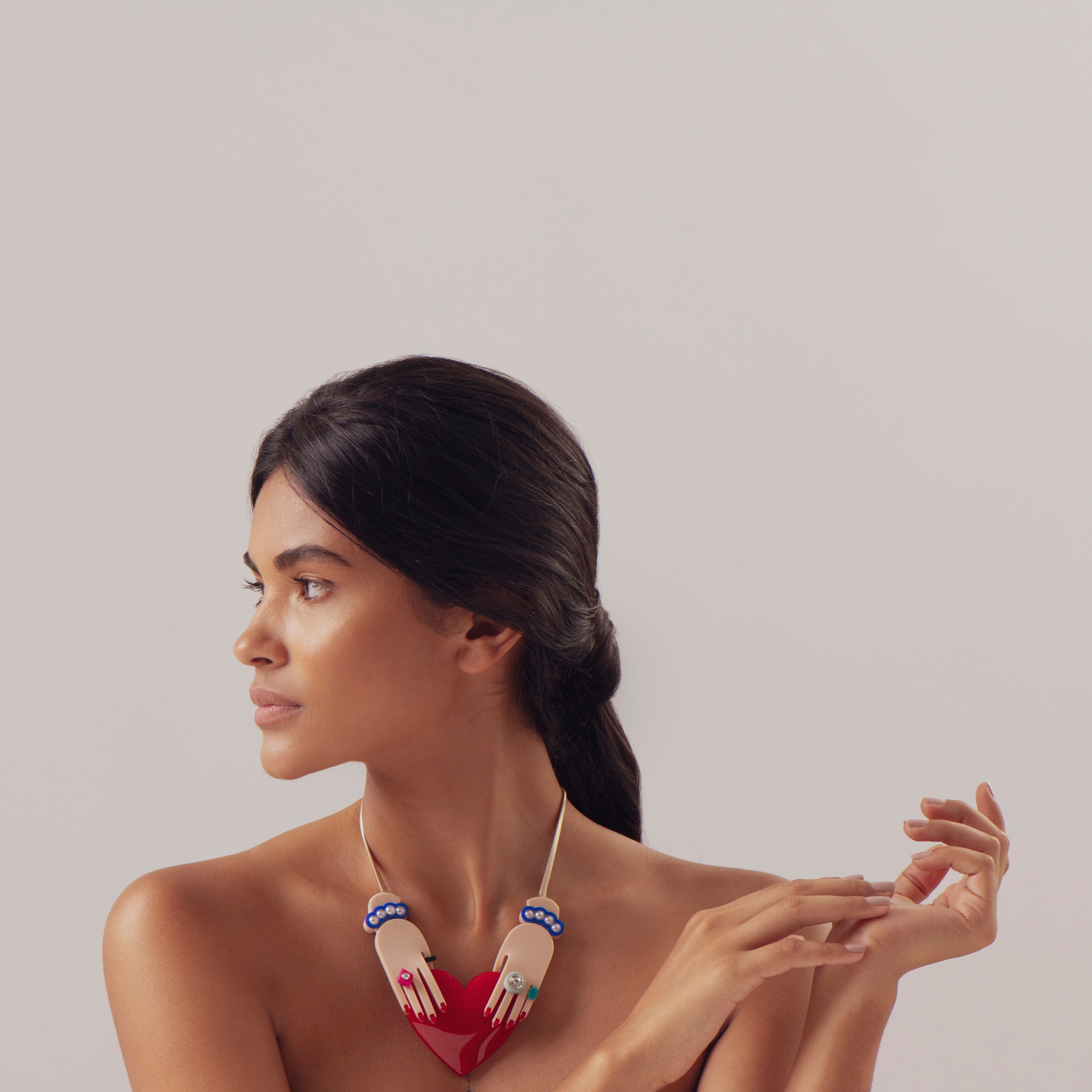 Hands and Heart Choker - Dusty Pink