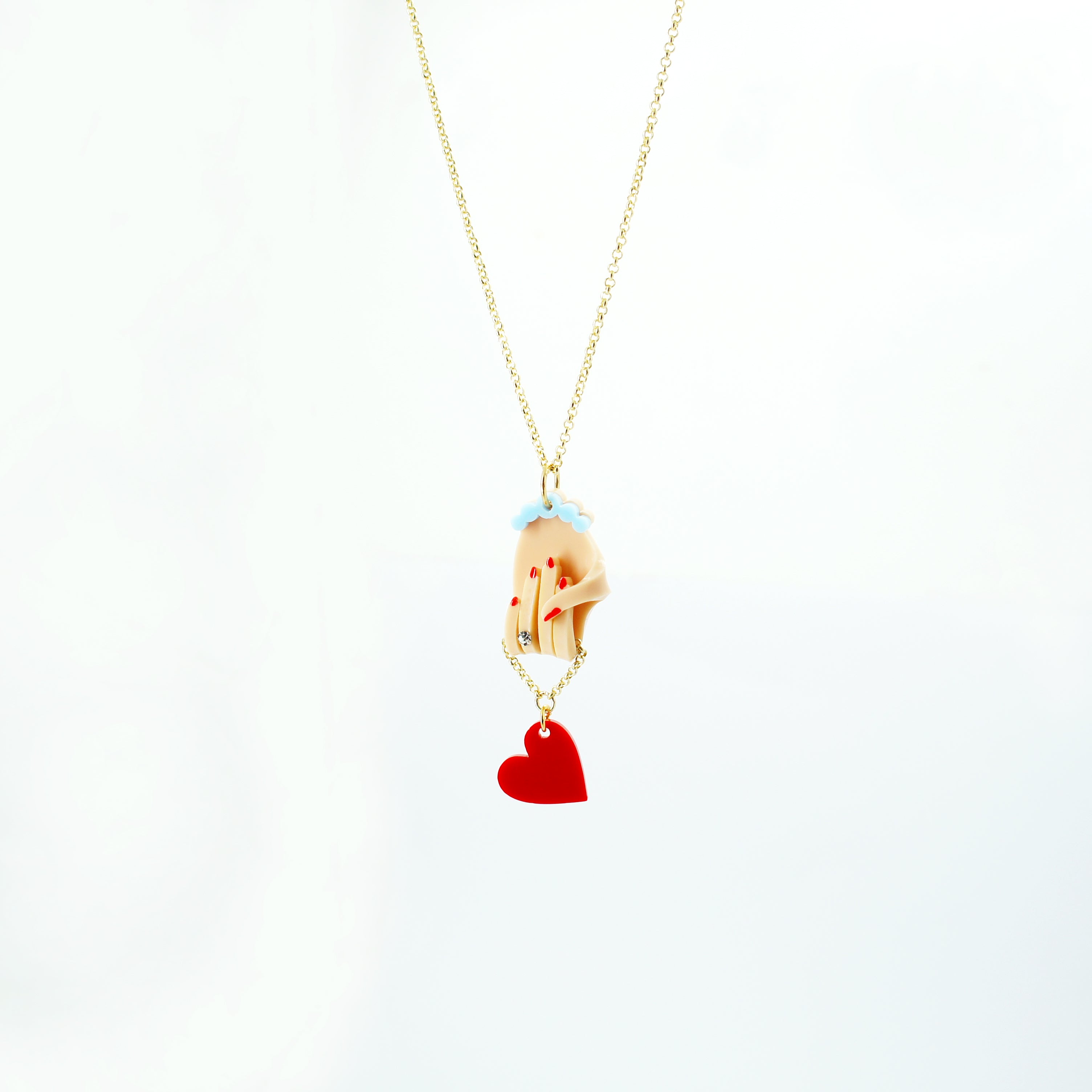 Mini Hand Necklace - Pink