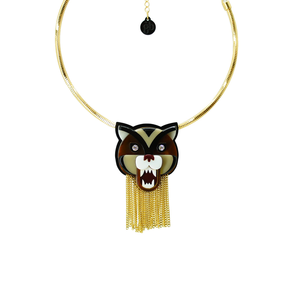 COLAR BROCHE TIGRE CARAMELO GRANITO