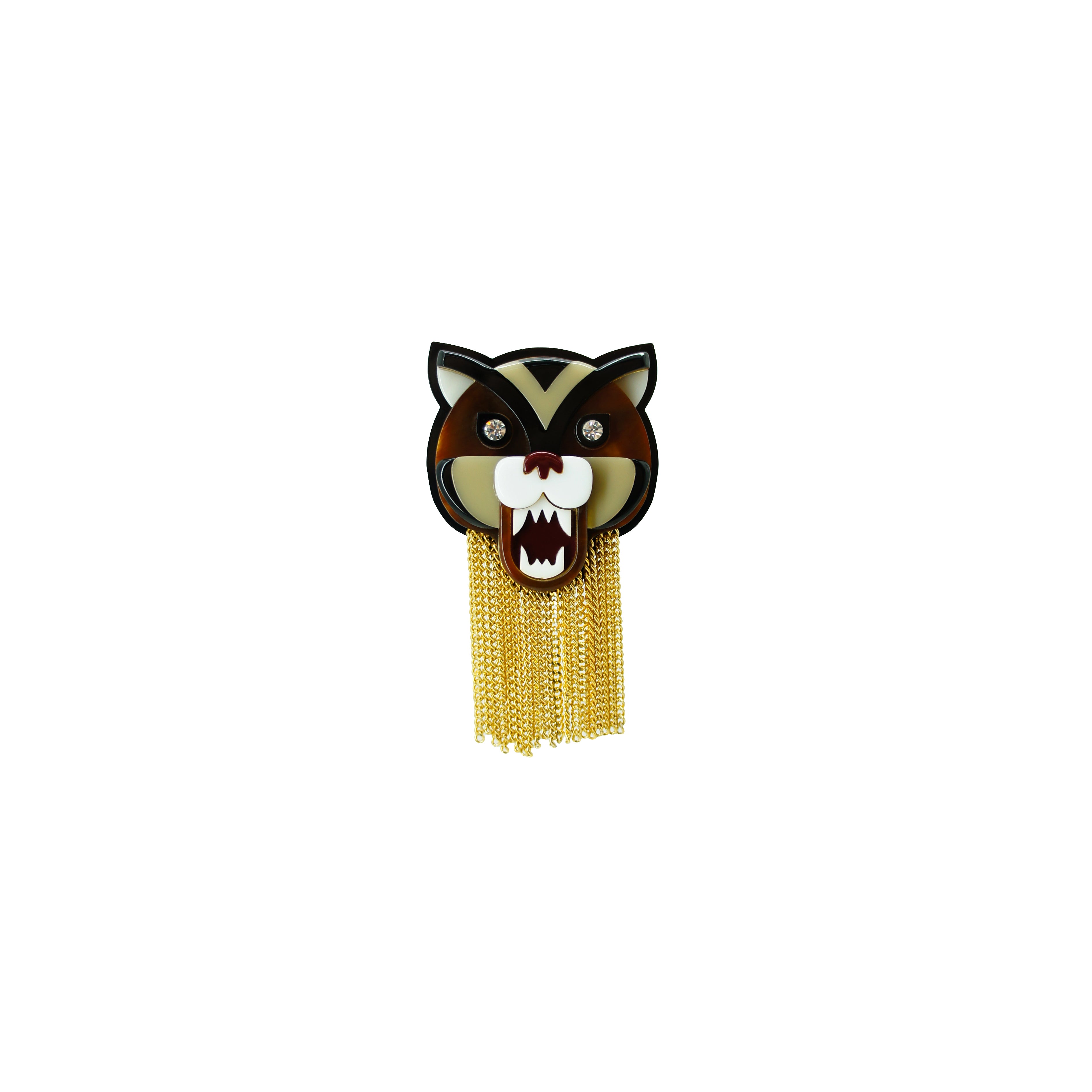 COLAR BROCHE TIGRE CARAMELO GRANITO