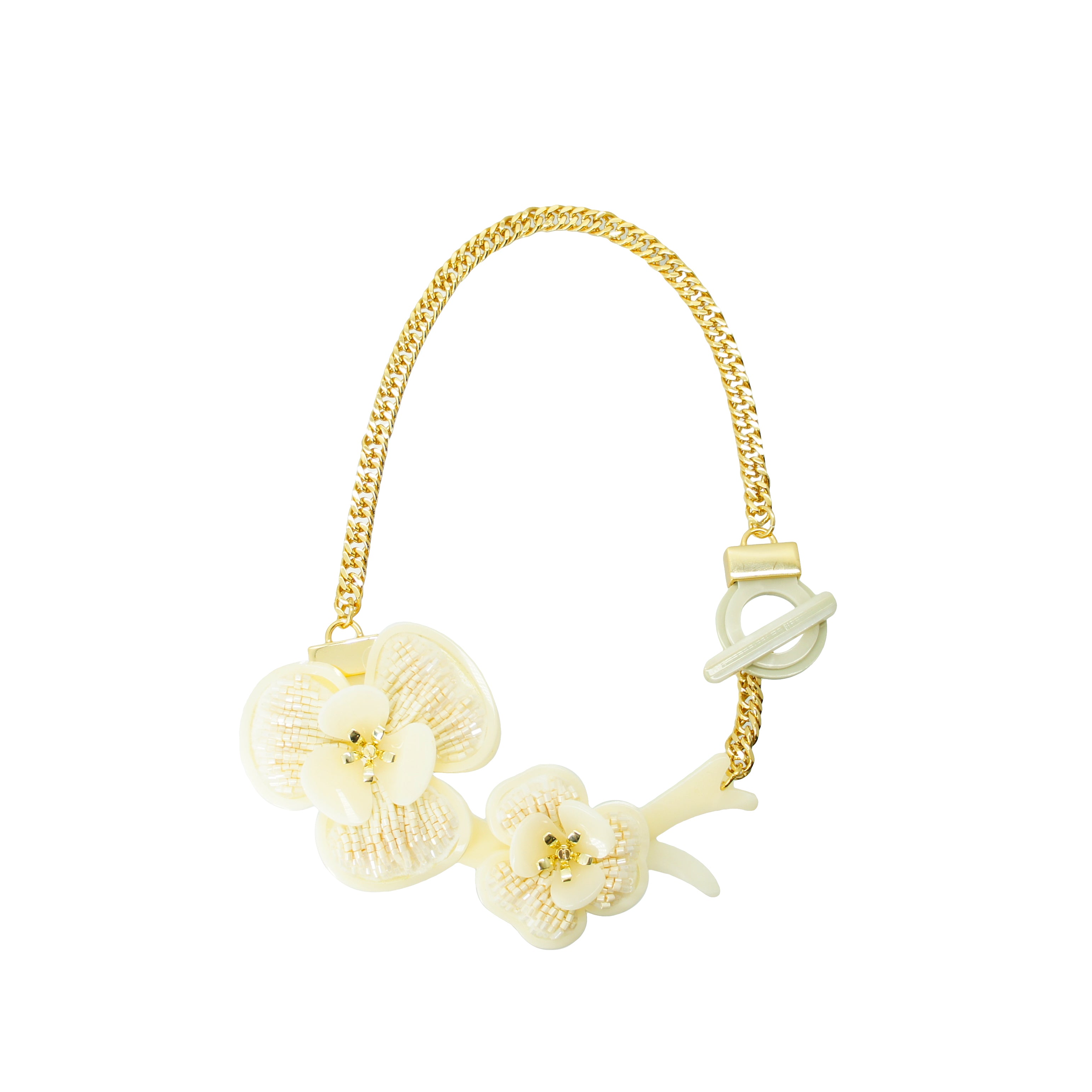 EMBROIDERED FLOWERS NECKLACE / BURGUNDY