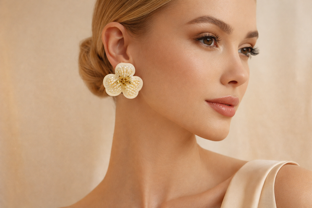 BRINCO FLOR BORDADA